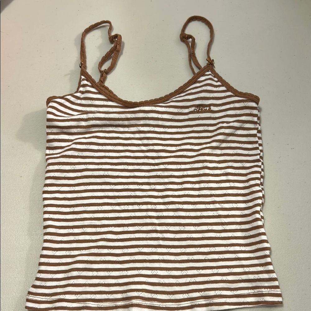 VS PINK Brown and White Striped Women's Top